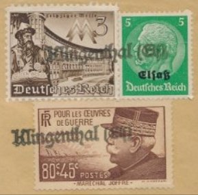 Alsasko součástí Francie – společné německé a francouzské známky na jediné obálce po roce 1944-1945